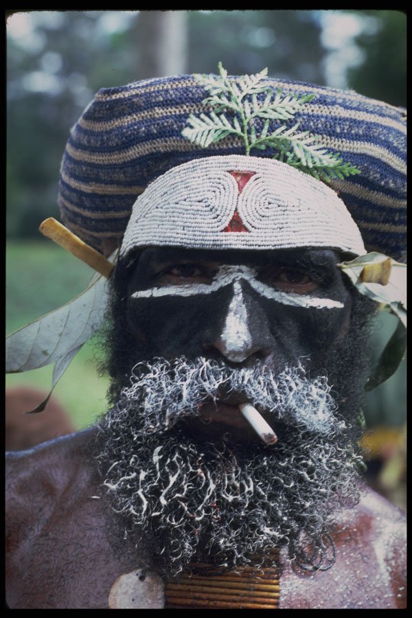 381057 Mt. Hagen Painted Man With Cigarette, New Guinea A4 Photo Print