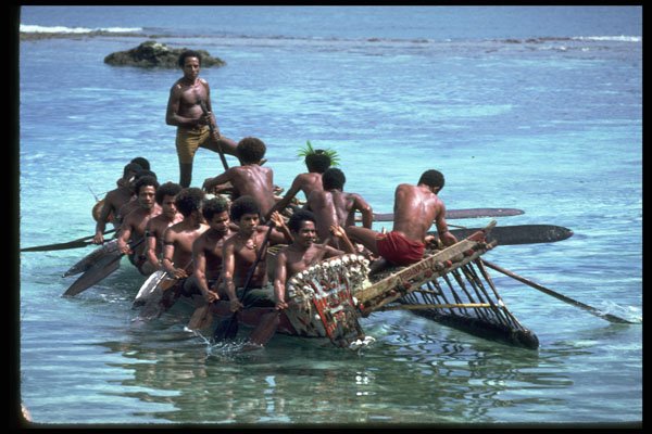 381088 Kaibola Men On Trading Canoe, Trobriand Islands, New Guinea A4 Photo Print