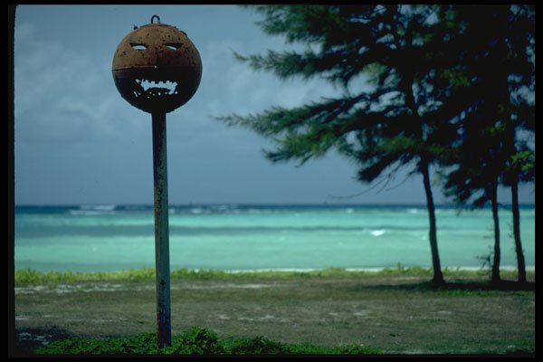 381097 War o lantern Before A Beach, Saipan A4 Photo Print