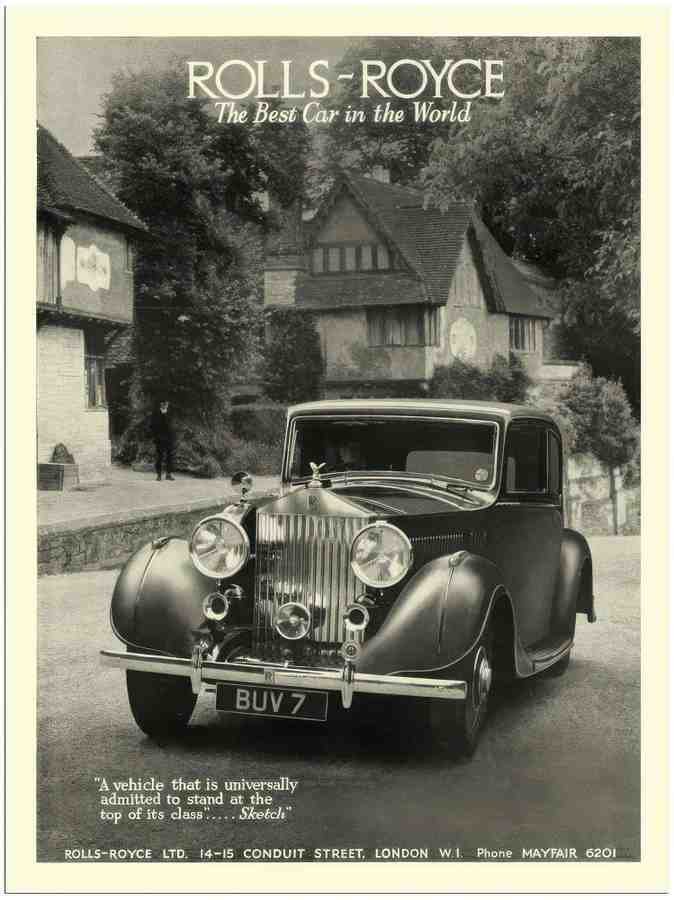 383 rolls royce car advert 1930s 2 Vintage Advert A4 Photo Print