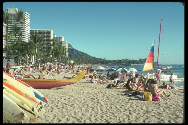 384007 Waikiki Beach, Hawaii A4 Photo Print