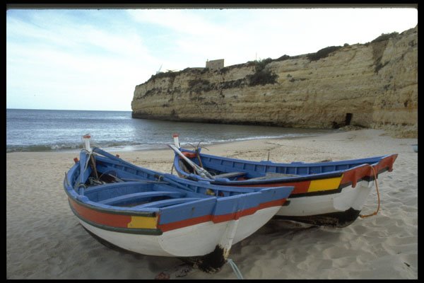 384024 Fishing Boats, Algare, Portugal A4 Photo Print