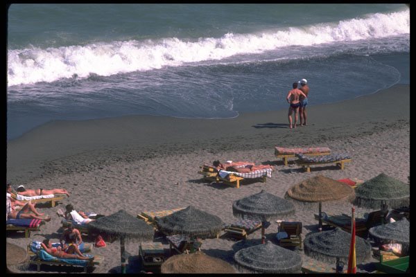 384029 Beach At Tormolinos, Spain A4 Photo Print