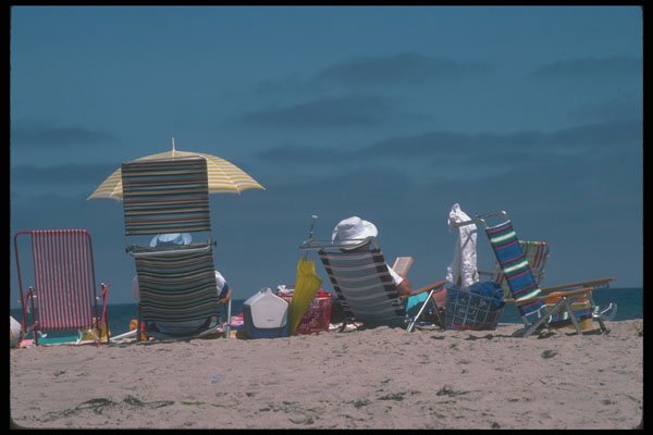 384056 Beach Chairs, Nauset Beach, Cape Cod, Massachusetts A4 Photo Print