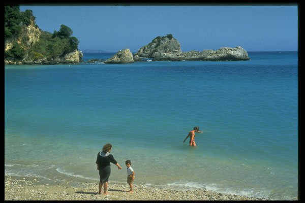 384080 Mother And Small Son On Beach, Parga, Greece A4 Photo Print