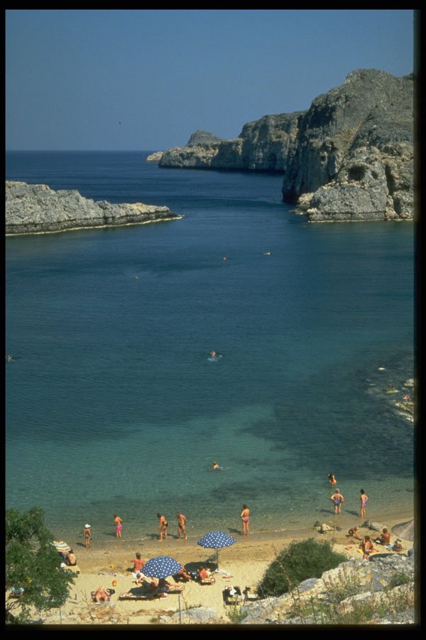 384083 St. Paul's Bay, Lindos, Rhodes, Greece A4 Photo Print