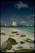 384087 Sailboats In Tobago Cays, The Grenadines A4 Photo Print