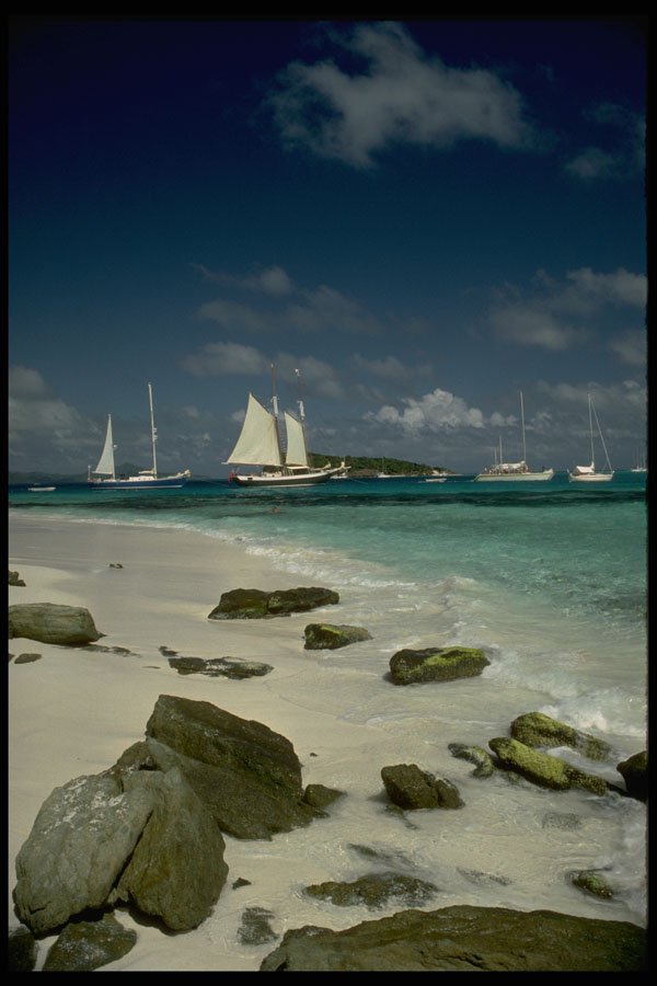 384087 Sailboats In Tobago Cays, The Grenadines A4 Photo Print