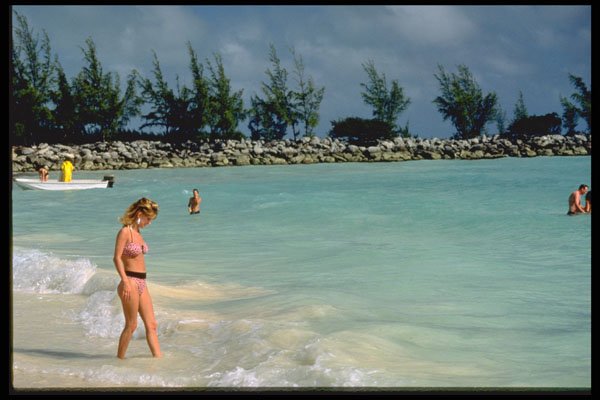 384098 Beach, Maina Island, Cook Islands A4 Photo Print