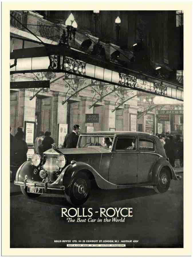385 rolls royce art deco car advert theatre 1930s 2 Vintage Advert A4 Photo Print