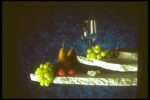 386036 Wineglass With Fruit On Marble A4 Photo Print