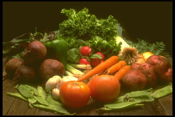 386038 Assorted Vegetables On Barn Board A4 Photo Print