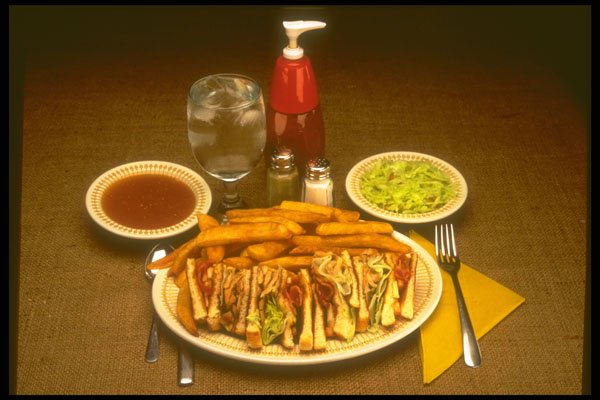 386051 Club Sandwich, Fries And Coleslaw A4 Photo Print