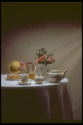 386058 Table Set With Tea And Crumpet A4 Photo Print