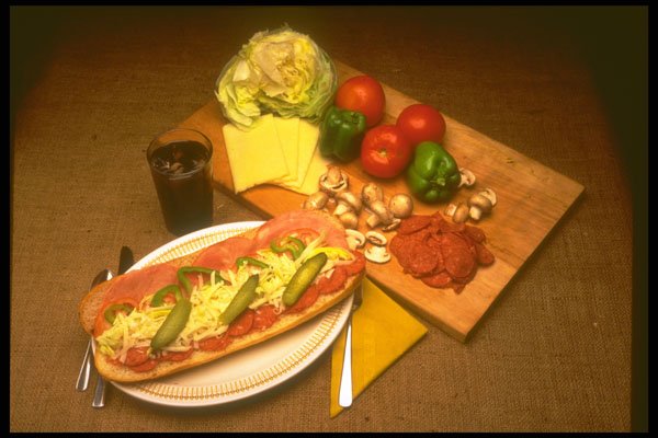 386061 Pepperoni And Ham Sub And A Soft Drink A4 Photo Print