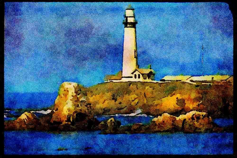 387002 Central California Lighthouse, California A4 Limited Edition Watercolour Print
