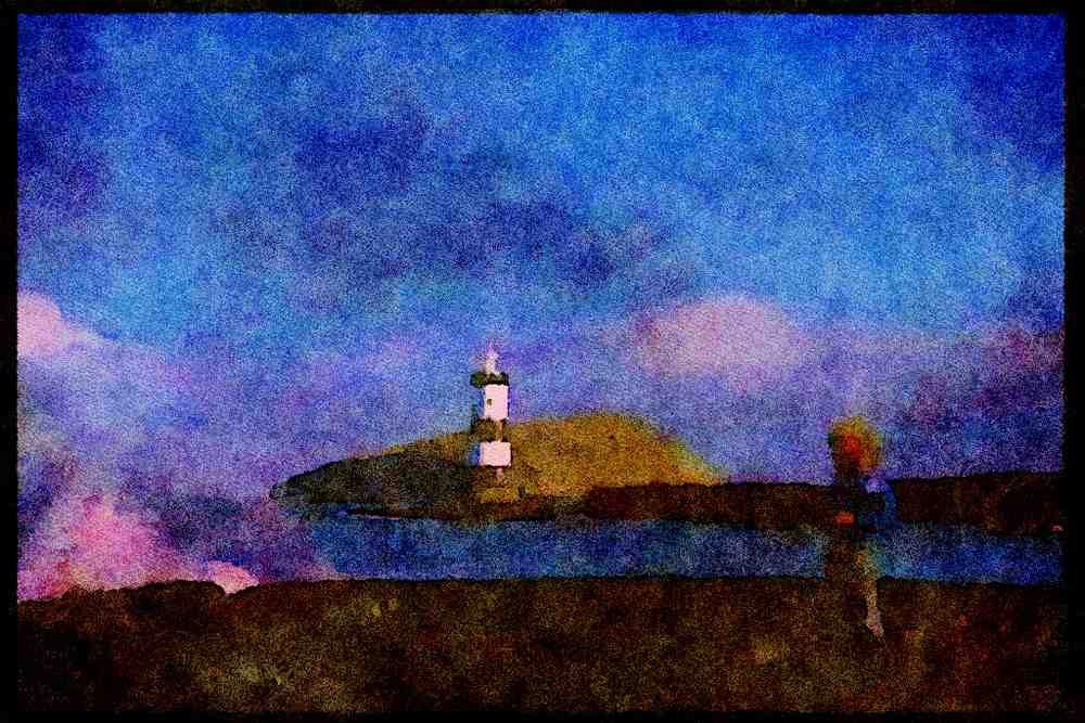 387005 Boy Looking Out Towards Penmon Lighthouse, Anglesey, Wales A4 Limited Edition Watercolour Print