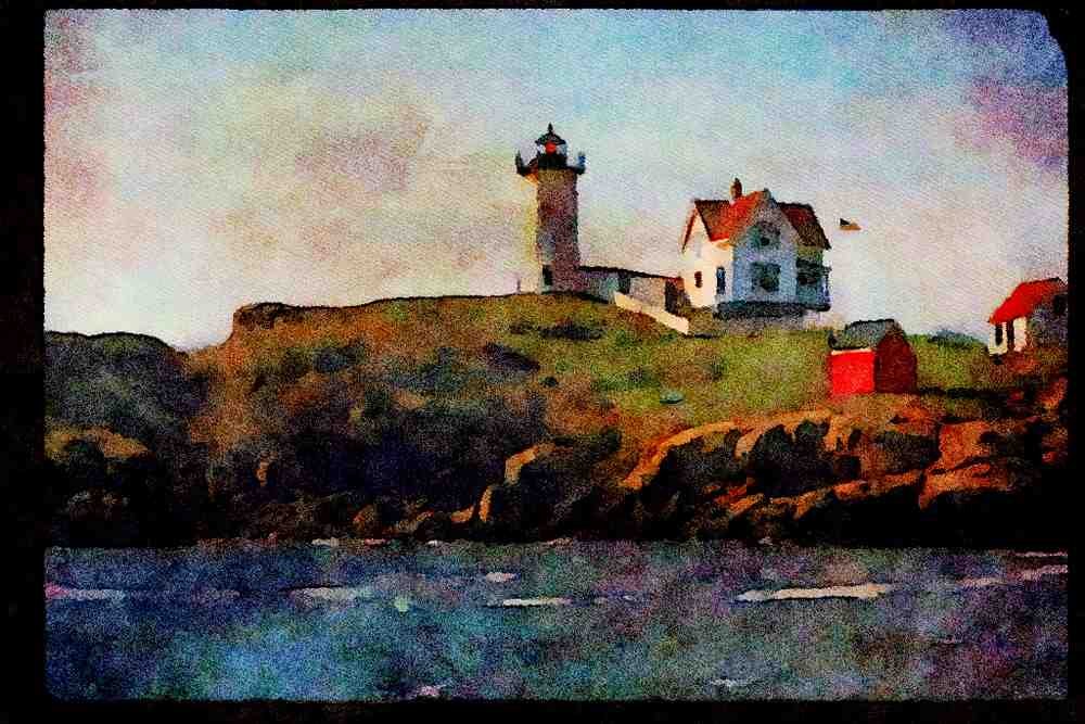 387007 Cape Neddick Light, York, Maine A4 Limited Edition Watercolour Print
