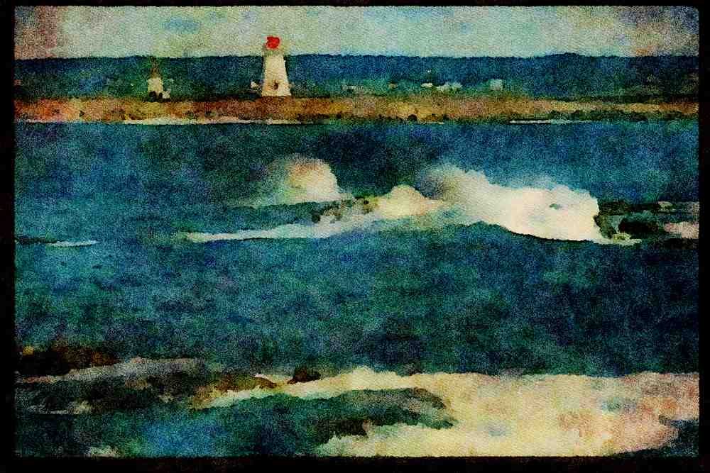 387031 Louisbourg Harbor Light, Nova Scotia A4 Limited Edition Watercolour Print