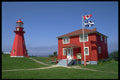 387061 The Stunning Red La Matre Lighthouse On St. Lawrence River A4 Photo Print