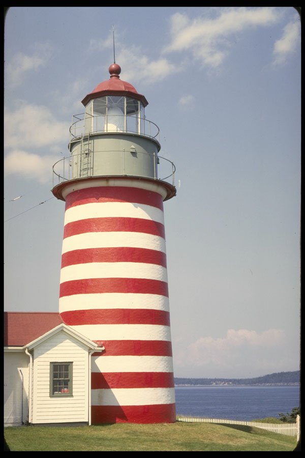 387064 Red And White Stripes, West Quoddy, Lubec, Maine A4 Photo Print