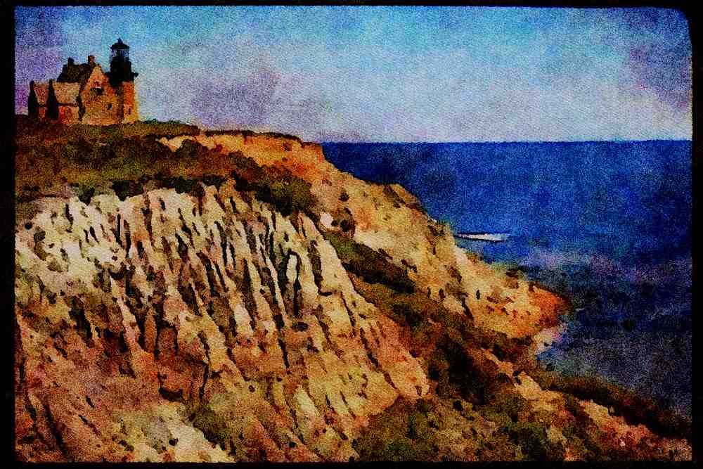 387069 Eroding Cliffs, Block Island, Rhode Island A4 Limited Edition Watercolour Print