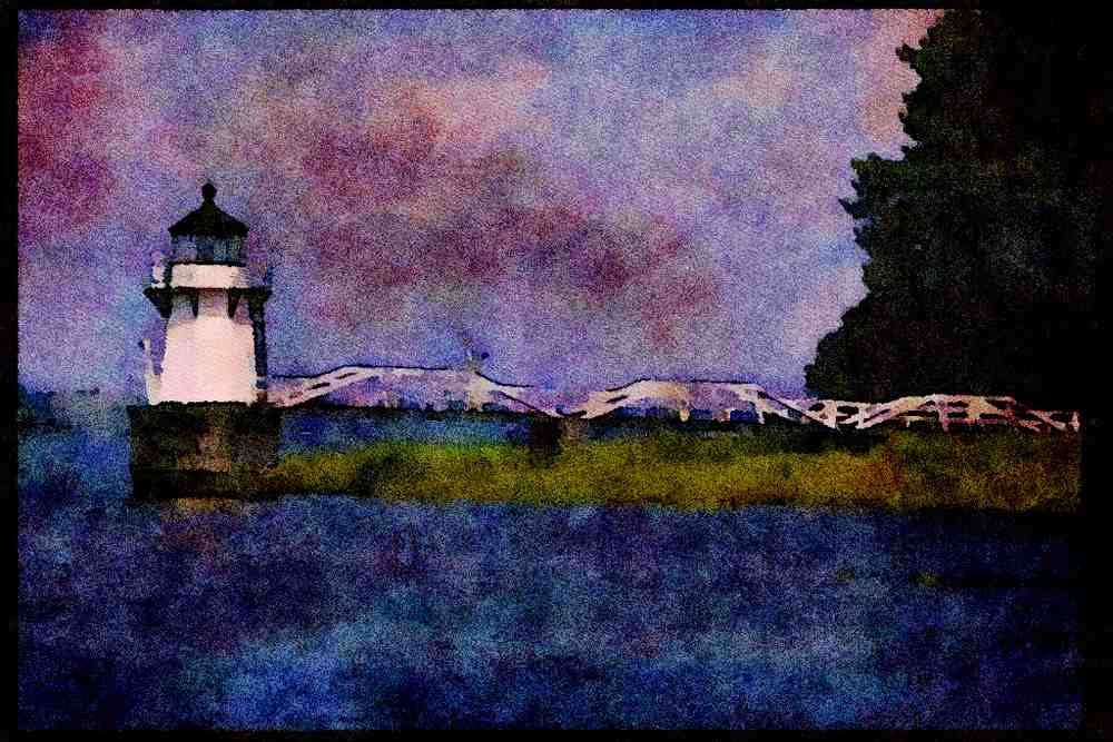 387072 A Walkway To The Tower, Doubling Point, Bath, Maine A4 Limited Edition Watercolour Print