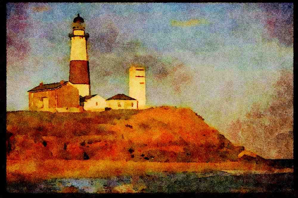 387095 Lighthouse Complex, Montauk Point, Long Island A4 Limited Edition Watercolour Print