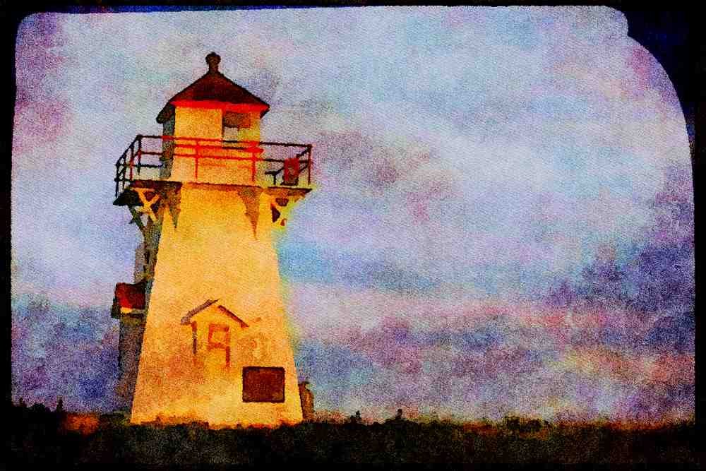 387097 Square Tower, Sunset, Prince Edward Island A4 Limited Edition Watercolour Print