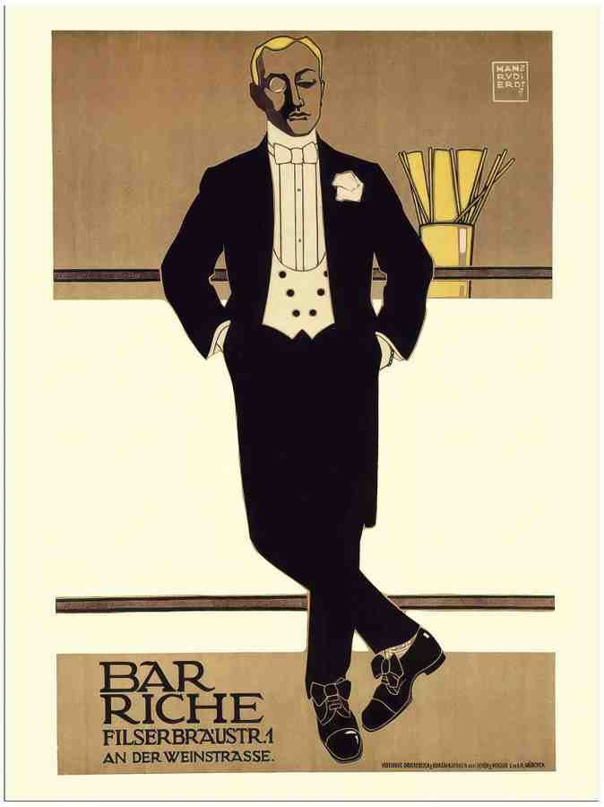 39 bar riche hanz rudi erdt 1911 2 Vintage Advert A4 Photo Print