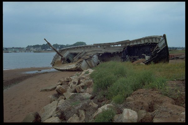393004 Burned Boat, Victoria A4 Photo Print