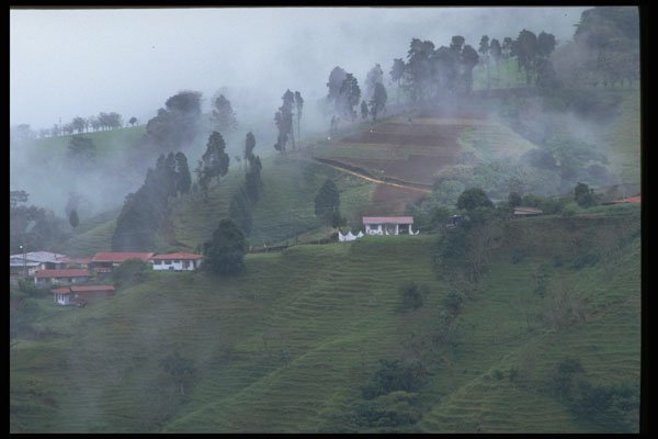 395078 Misty Mountain Village A4 Photo Print