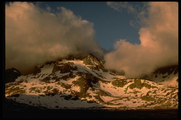 397017 Clouds Over Mt. Banner And The Ritter Range A4 Photo Print