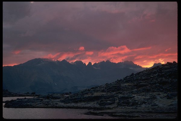 397074 Sunset, Looking Towards Glen Pass From Kearsarge Lake A4 Photo Print