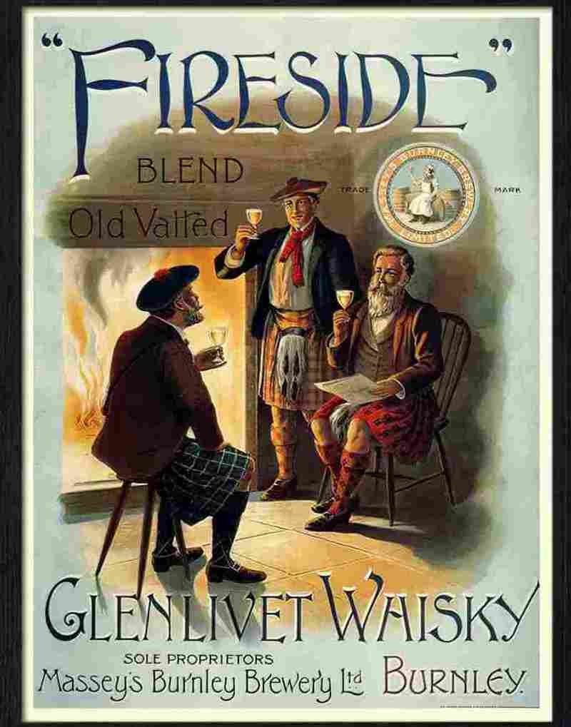 4 fireside glenlivet whisky advert 1900s Advert A4 Photo Print