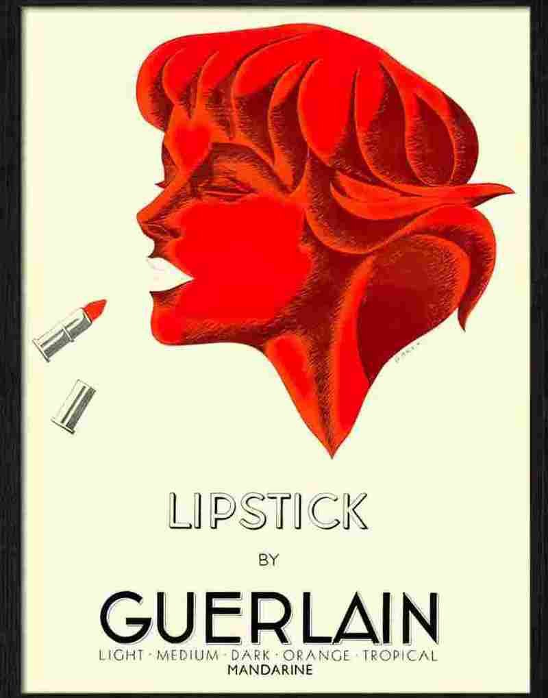 4 lipstick by guerlain art deco cosmetics advert 1930s Advert A4 Photo Print