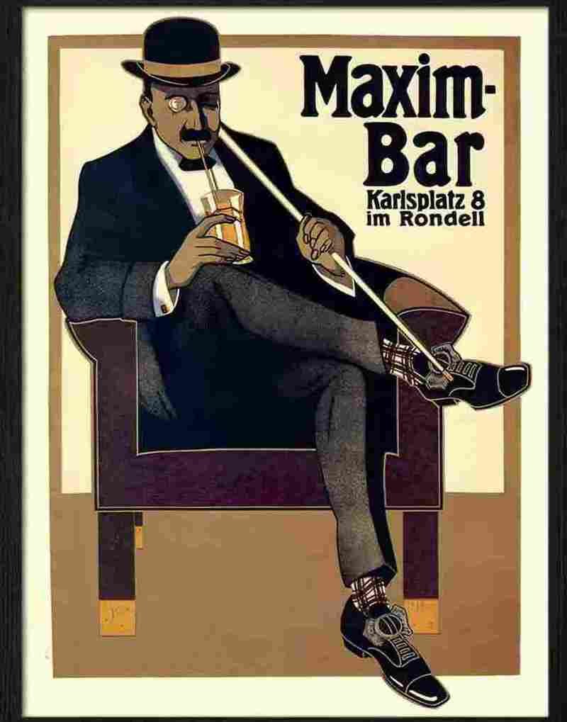 4 maxim bar hans erdt german drinks poster 1907 Advert A4 Photo Print