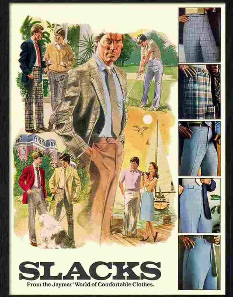4 mens slacks 1970s Advert A4 Photo Print