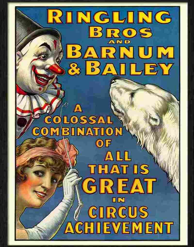 4 ringling barnum bailey circus poster 1910s Advert A4 Photo Print