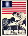 4 united we win war poster 1940s 2 Advert A4 Photo Print