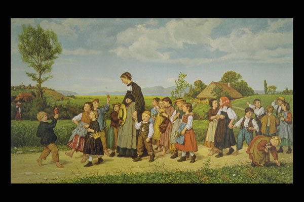 401006 The Sunday School Walk , Albert Anker A4 Photo Print