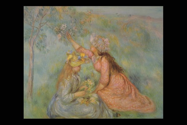 401029 Girls Picking Flowers , Auguste Renoir A4 Photo Print