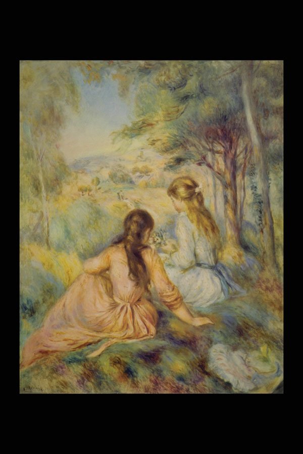 401036 Two Girls In A Meadow , Auguste Renoir A4 Photo Print