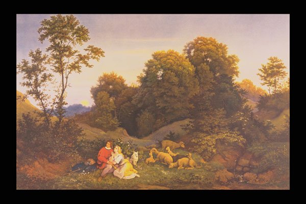 401045 Fruhlingsabend 1844 , Ludwig Richter A4 Photo Print