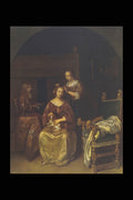 401069 Lady Dressing , Caspar Netscher A4 Photo Print