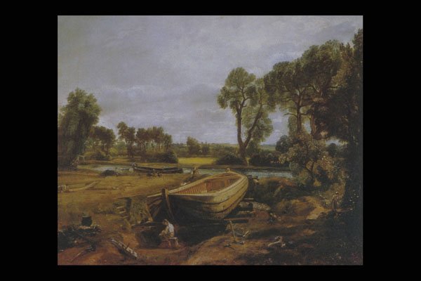 402059 Boat Building At Flatford , John Constable A4 Photo Print