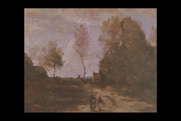 402084 La Route , Jean Baptiste Camille Corot A4 Photo Print