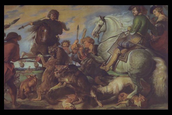 402093 Fox And Wolf Hunt , Sir Peter Paul Rubens A4 Photo Print