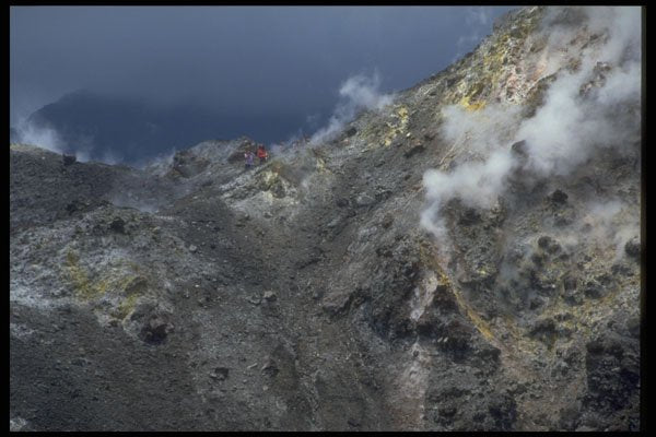 405075 Tourists Climbing Krakotoa Volcano, Java A4 Photo Print