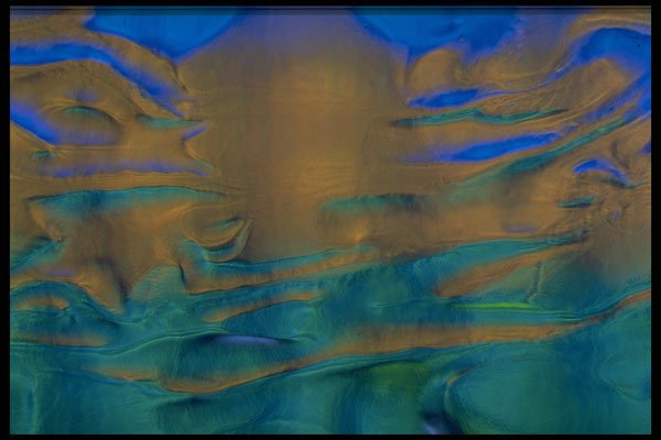 406003 Wavy Blue gold Green A4 Photo Print